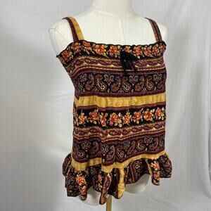 Camila orange retro boho tank top size 3/4 y2k preppy summer